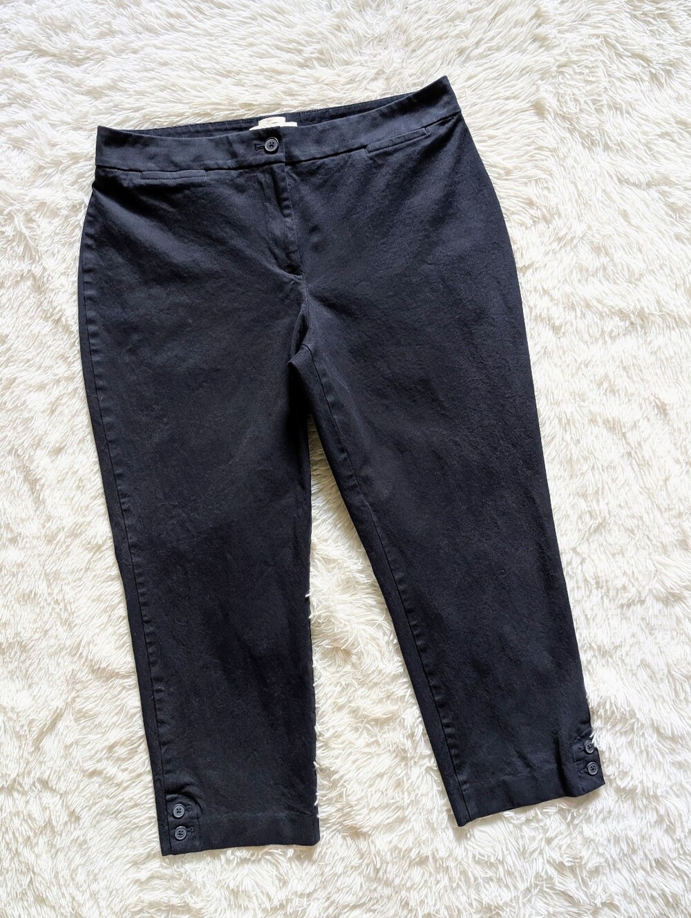 Talbots Navy Blue Cropped Ankle Button Detail Office Pants Size 12 Curvy